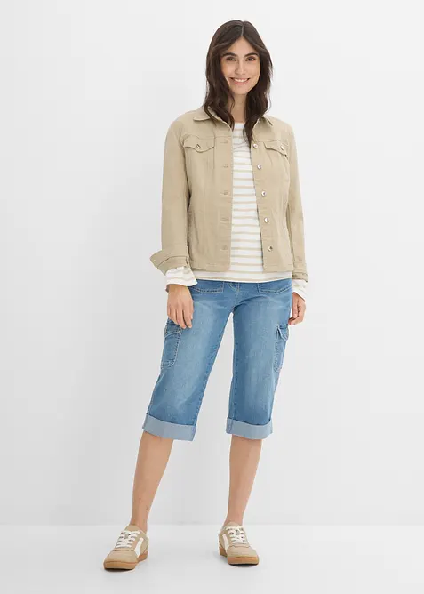 Jeans cargo elasticizzati, vita media, bonprix