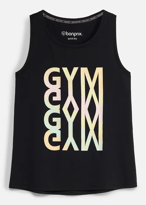 Top per sport con spalline olimpioniche, asciugatura rapida, bonprix