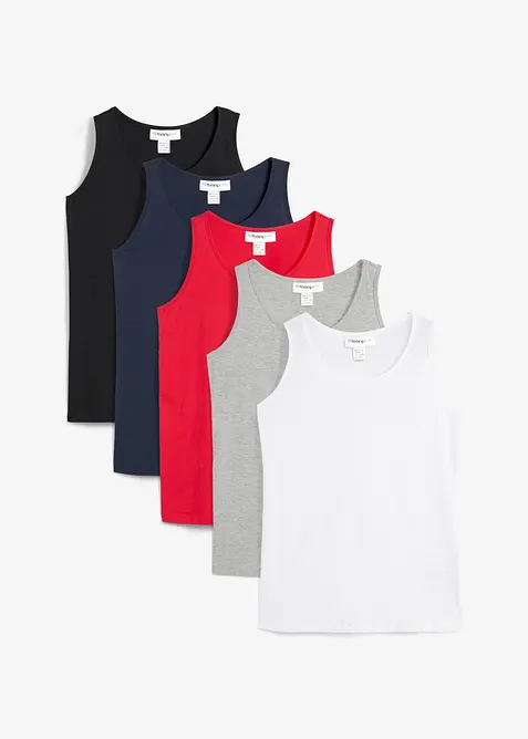 Top lungo in puro cotone (pacco da 5), bonprix