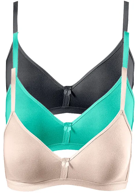 Reggiseno senza ferretto con cotone biologico (pacco da 3), bonprix