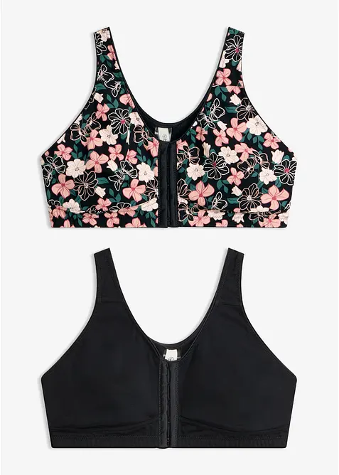 Reggiseno senza ferretto con chiusura anteriore e cotone (pacco da 2), bonprix