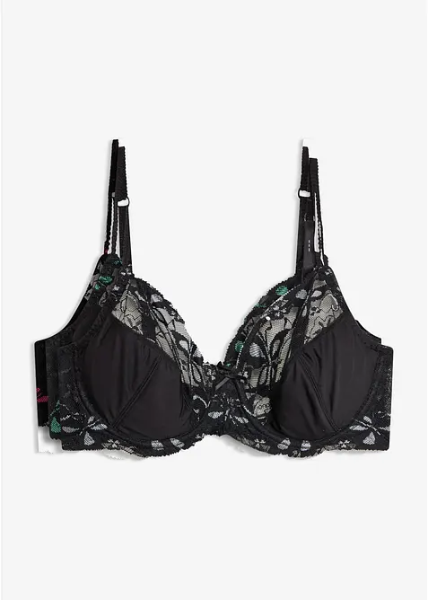 Reggiseno con ferretto e pizzo delicato (pacco da 3), bonprix