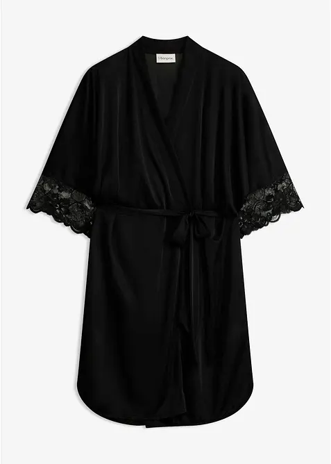 Kimono in satin con pizzo, bonprix