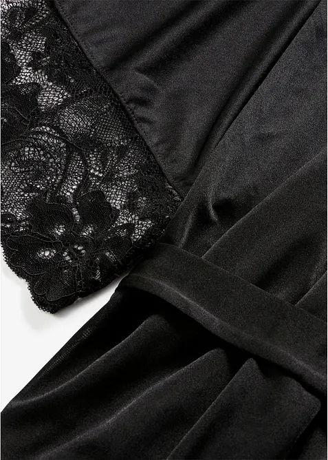 Kimono in satin con pizzo, bonprix