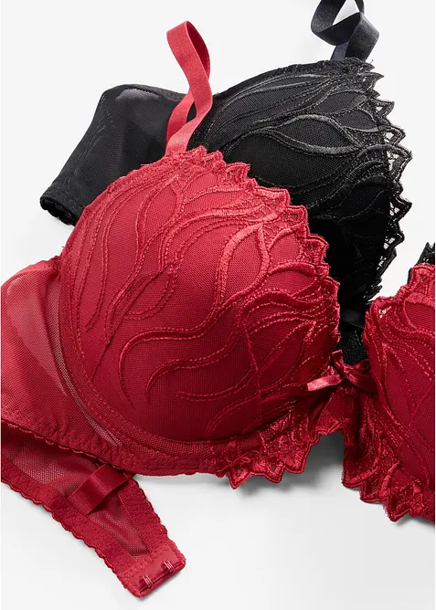 Reggiseno con coppe preformate e ricamo delicato (pacco da 2), bonprix