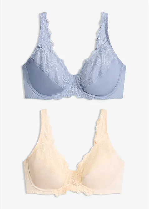 Reggiseno con ferretto e pizzo delicato (pacco da 2), bonprix