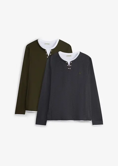 Maglia 2 in 1 a maniche lunghe (pacco da 2), bonprix