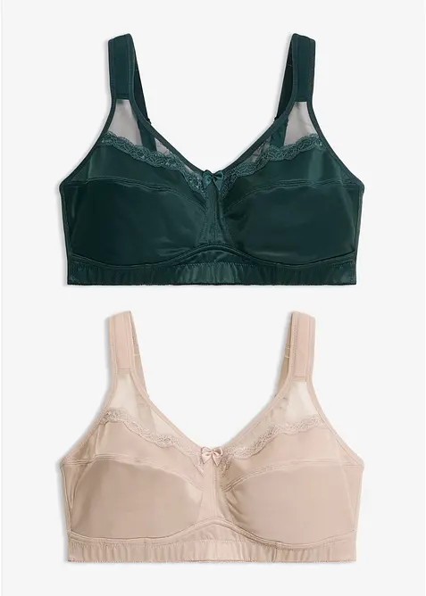 Reggiseno contenitivo senza ferretto con spalline imbottite (pacco da 2), bonprix
