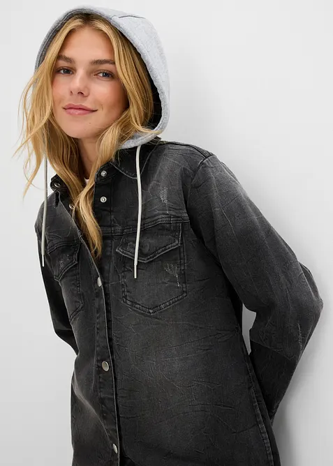 Giacca di jeans con cappuccio, bonprix