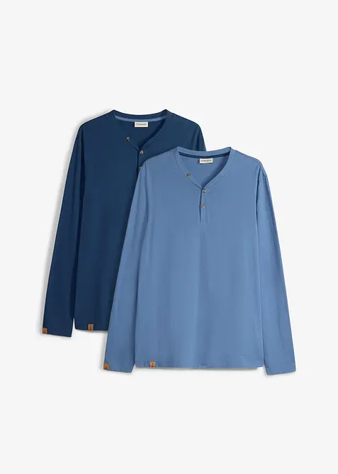 Maglia serafino a maniche lunghe in puro cotone biologico (pacco da 2), bonprix