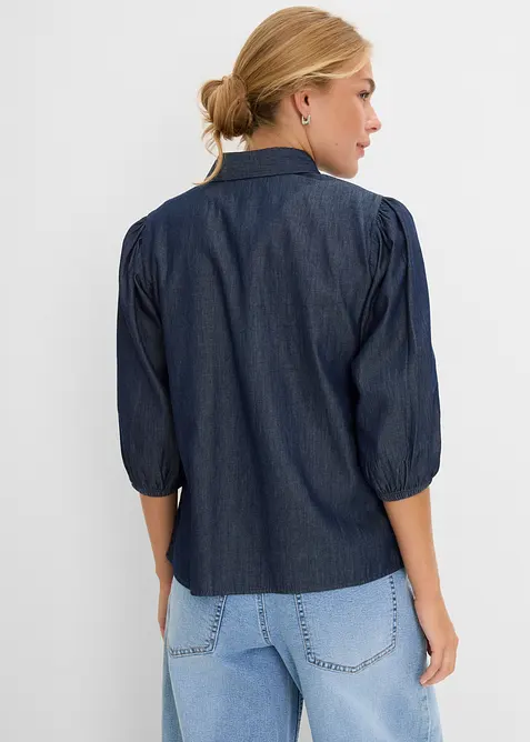 Camicia di jeans con maniche a sbuffo in cotone biologico, bonprix