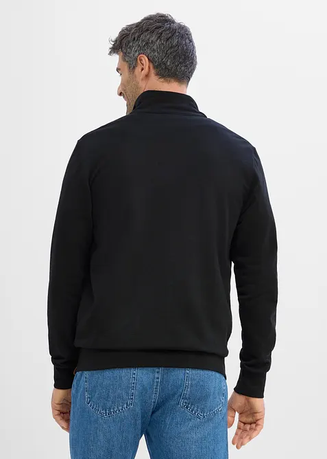 Felpa con zip, colletto dritto e dettagli in similpelle, bonprix
