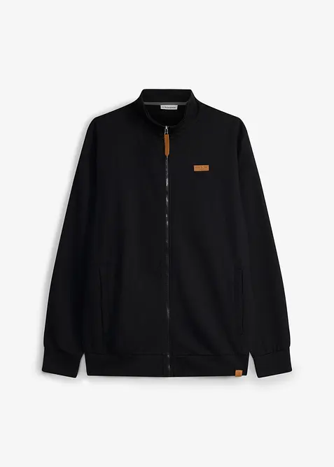 Felpa con zip, colletto dritto e dettagli in similpelle, bonprix