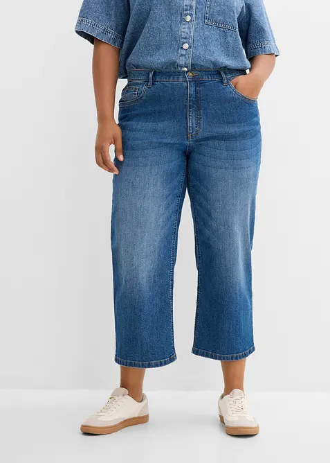 Jeans wide leg, vita media, bonprix