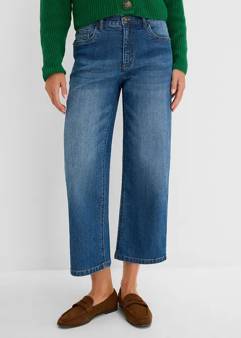 Jeans wide leg, vita media, bonprix