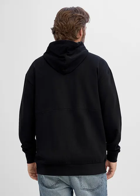 Felpa con zip e cappuccio in misto cotone morbido, loose fit, bonprix