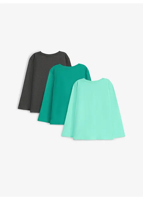 Maglia a maniche lunghe con cotone biologico (pacco da 3), bonprix