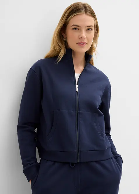 Felpa con zip in puro cotone biologico, bonprix