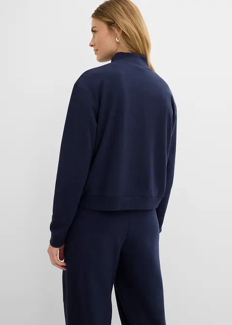 Felpa con zip in puro cotone biologico, bonprix