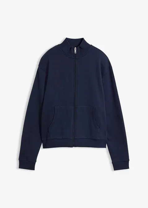 Felpa con zip in puro cotone biologico, bonprix