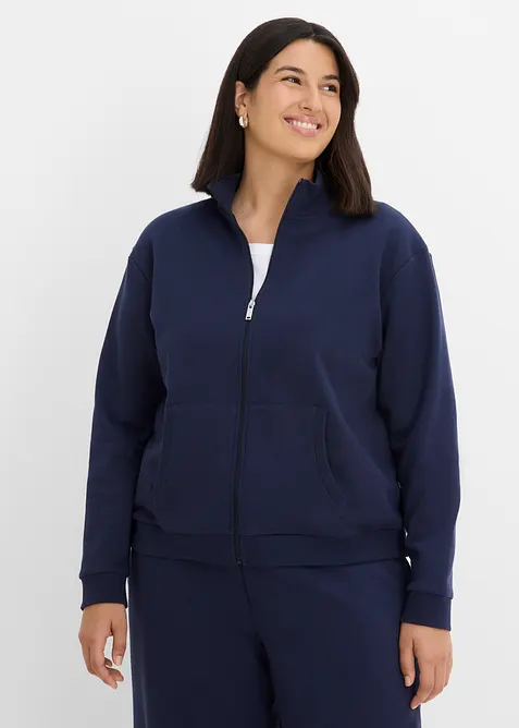 Felpa con zip in puro cotone biologico, bonprix