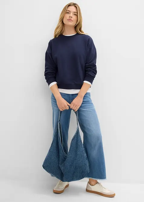 Felpa oversize corta in puro cotone biologico, bonprix