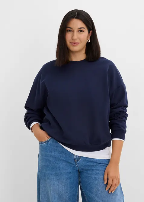 Felpa oversize corta in puro cotone biologico, bonprix