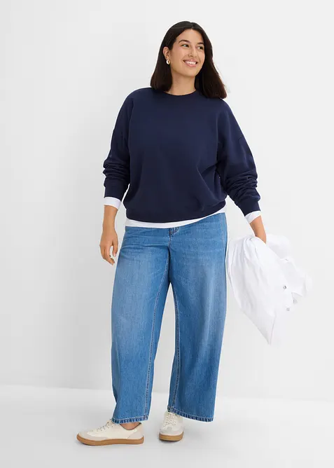 Felpa oversize corta in puro cotone biologico, bonprix