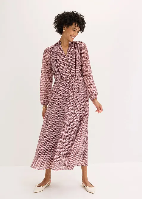 Abito di chiffon con rifiniture a contrasto, bonprix
