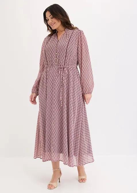 Abito di chiffon con rifiniture a contrasto, bonprix