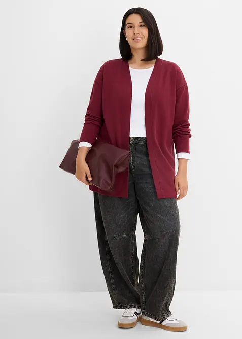 Cardigan lungo in morbida felpa di misto cotone, bonprix