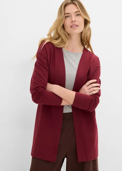 Cardigan lungo in morbida felpa di misto cotone, bonprix