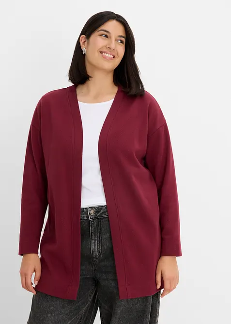 Cardigan lungo in morbida felpa di misto cotone, bonprix