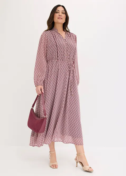 Abito di chiffon con rifiniture a contrasto, bonprix