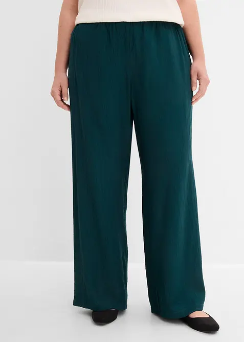Pantaloni con elastico in vita in misto viscosa operato, bonprix