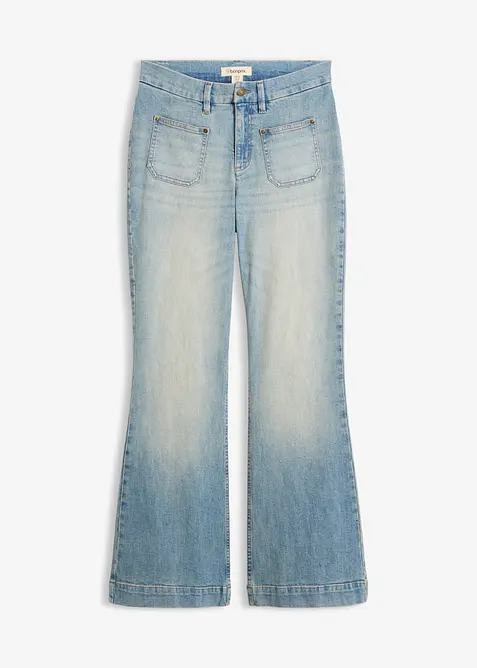 Jeans a zampa, vita media, bonprix