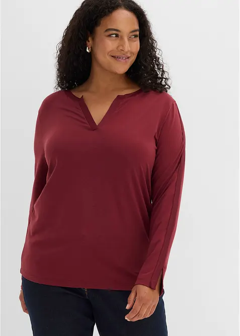Maglia a maniche lunghe con inserto in satin, bonprix