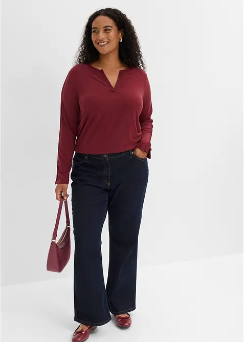 Maglia a maniche lunghe con inserto in satin, bonprix