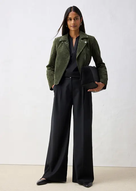 Giacca biker in pelle scamosciata, bonprix