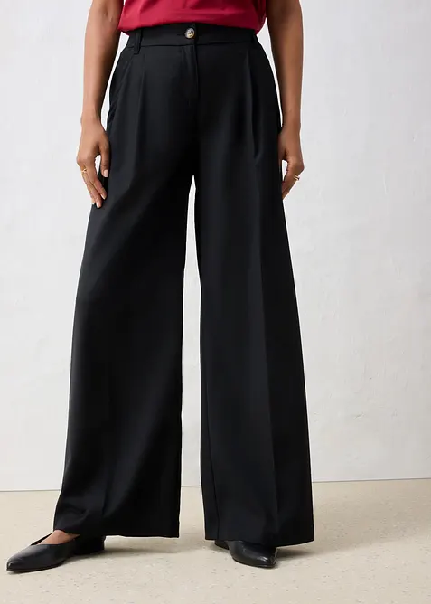 Pantaloni con pinces in misto lana morbido, bonprix