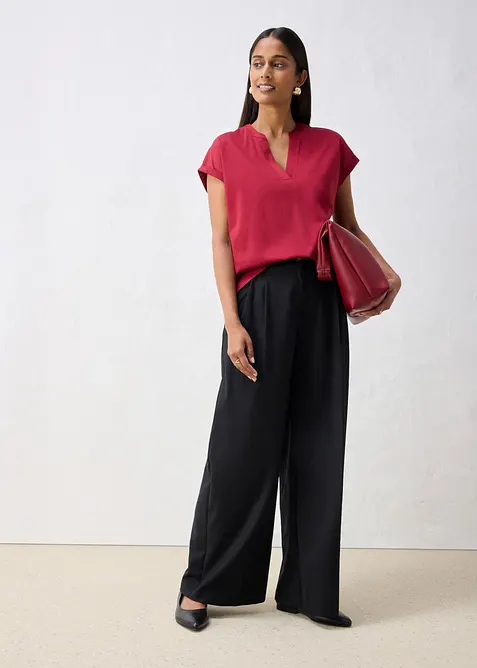 Pantaloni con pinces in misto lana morbido, bonprix