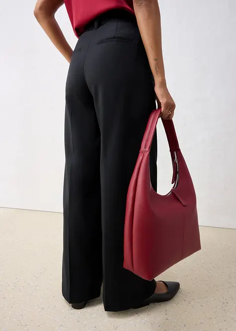 Pantaloni con pinces in misto lana morbido, bonprix