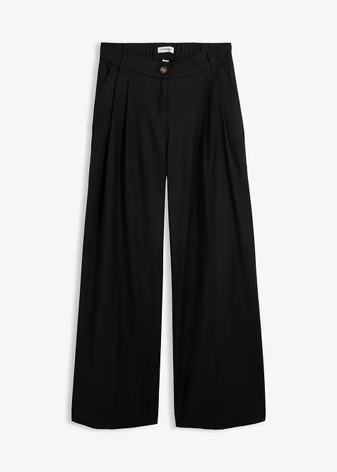 Pantaloni con pinces in misto lana morbido, bonprix