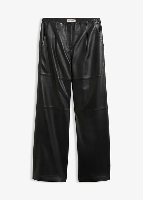 Pantaloni in pelle con pinces, bonprix