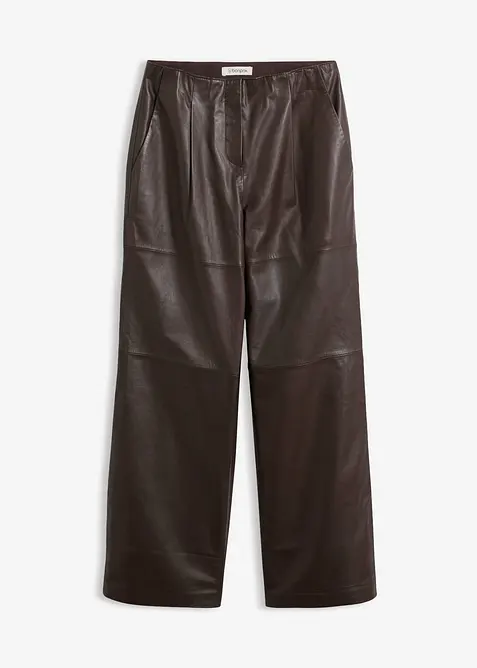 Pantaloni in pelle con pinces, bonprix