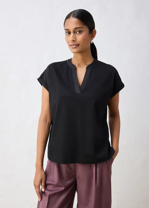 Maglia in misto cotone-seta morbido e liscio, bonprix