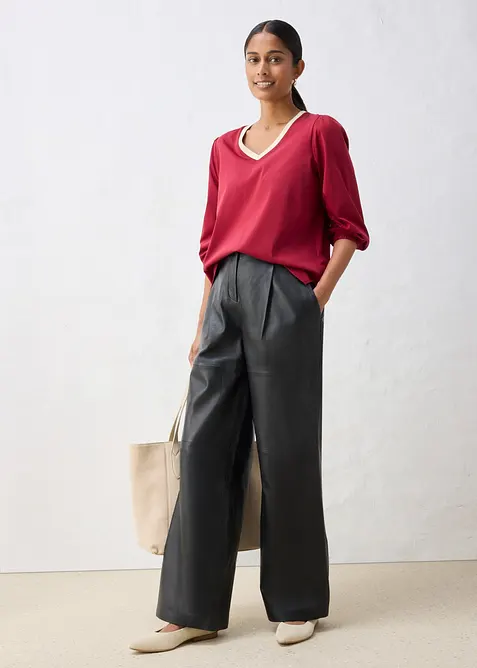 Maglia a maniche lunghe in misto cotone-seta, bonprix
