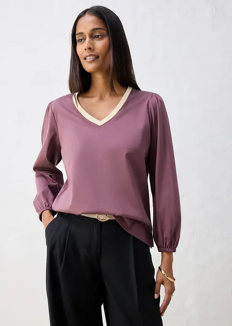 Maglia a maniche lunghe in misto cotone-seta, bonprix