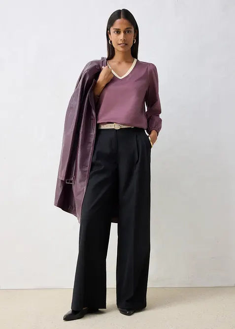 Maglia a maniche lunghe in misto cotone-seta, bonprix