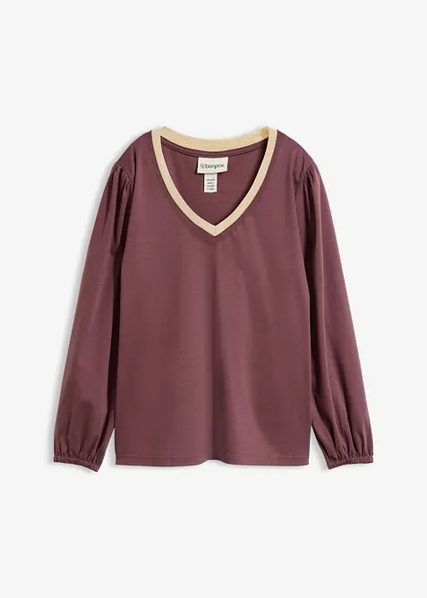 Maglia a maniche lunghe in misto cotone-seta, bonprix